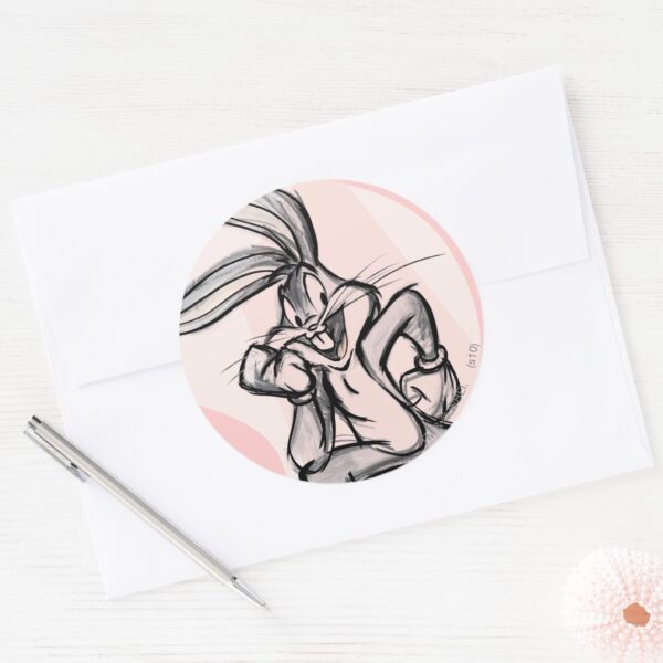 BUGS_BUNNY™_Thinker_Light_Pink_Classic_Round_Sticker_3 BUGS BUNNY™ Thinker Light Pink Classic Round Sticker