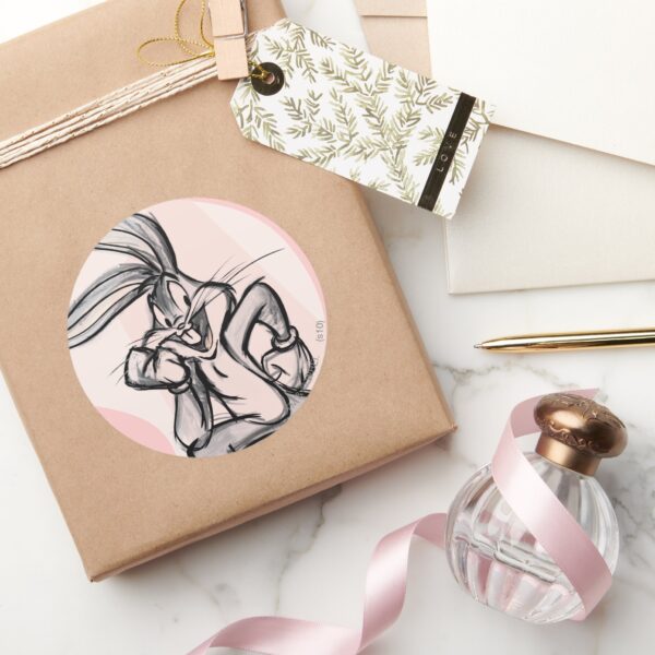 BUGS_BUNNY™_Thinker_Light_Pink_Classic_Round_Sticker_5 BUGS BUNNY™ Thinker Light Pink Classic Round Sticker