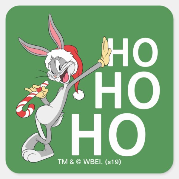 BUGS_BUNNY™_With_Candy_Cane_Square_Sticker_1 BUGS BUNNY™ With Candy Cane Square Sticker