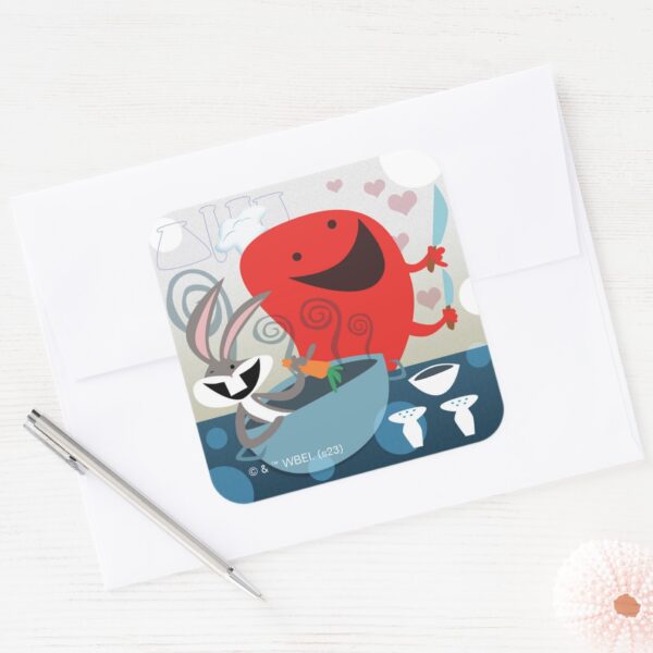 BUGS_BUNNY™_&_Gossamer_Whimsical_Meal_Prep_Square_Sticker_3 BUGS BUNNY™ Gossamer Whimsical Meal Prep Square Sticker