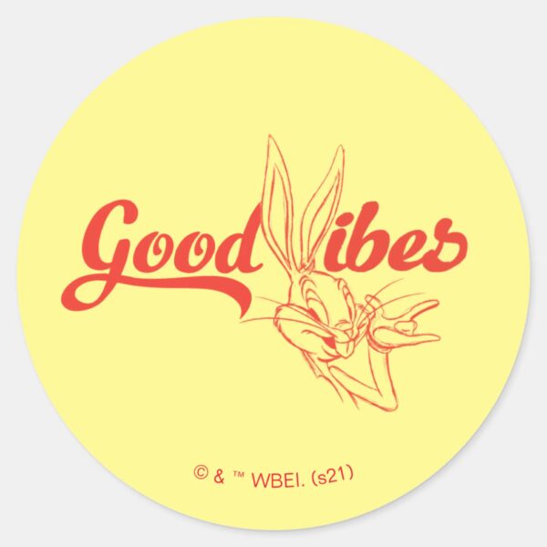 BUGS_BUNNY™___Good_Vibes_Classic_Round_Sticker_1 BUGS BUNNY™ Good Vibes Classic Round Sticker