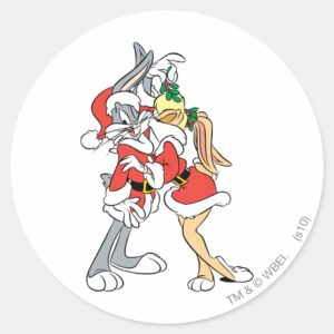 BUGS BUNNY™ And Lola Mistletoe Kiss Classic Round Sticker
