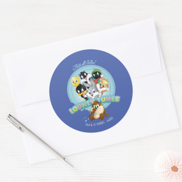 Baby_LOONEY_TUNES™_Logo___That's_All_Folks_Classic_Round_Sticker_3 Baby LOONEY TUNES™ Logo Thats All Folks Classic Round Sticker
