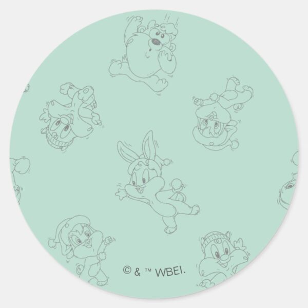 Baby_LOONEY_TUNES™_Winter_Pattern_Classic_Round_Sticker_1 Baby LOONEY TUNES™ Winter Pattern Classic Round Sticker