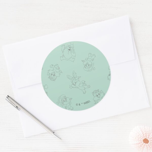 Baby_LOONEY_TUNES™_Winter_Pattern_Classic_Round_Sticker_3 Baby LOONEY TUNES™ Winter Pattern Classic Round Sticker