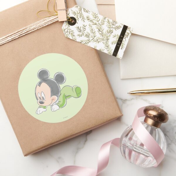 Baby_Mickey_Mouse_in_Green_Pajamas_Classic_Round_Sticker_5 Baby Mickey Mouse In Green Pajamas Classic Round Sticker