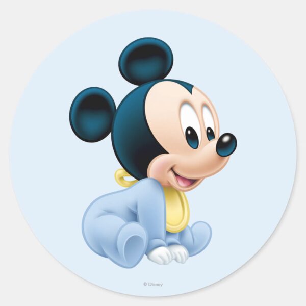 Baby_Mickey___Blue_Pajamas_Classic_Round_Sticker_1 Baby Mickey Blue Pajamas Classic Round Sticker