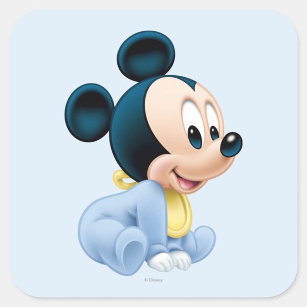 Baby_Mickey___Blue_Pajamas_Square_Sticker_1 Baby Mickey Blue Pajamas Square Sticker