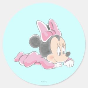 Baby_Minnie_Mouse___Pink_Pajamas_Classic_Round_Sticker_1 Baby Minnie Mouse Pink Pajamas Classic Round Sticker