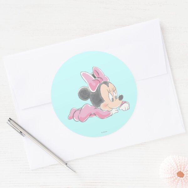 Baby_Minnie_Mouse___Pink_Pajamas_Classic_Round_Sticker_3 Baby Minnie Mouse Pink Pajamas Classic Round Sticker