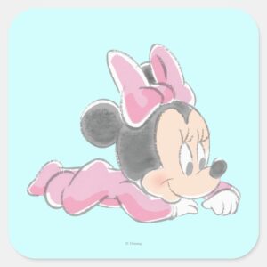 Baby_Minnie_Mouse___Pink_Pajamas_Square_Sticker_1 Baby Minnie Mouse Pink Pajamas Square Sticker