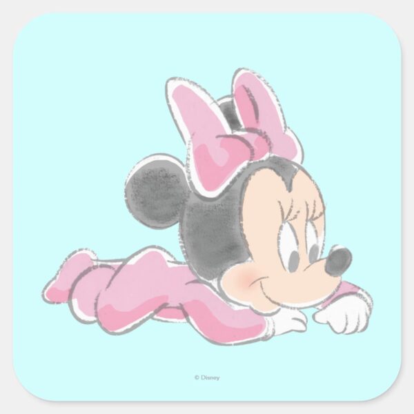 Baby_Minnie_Mouse___Pink_Pajamas_Square_Sticker_1 Baby Minnie Mouse Pink Pajamas Square Sticker