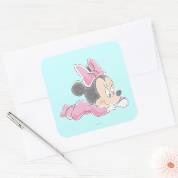 Baby_Minnie_Mouse___Pink_Pajamas_Square_Sticker_3 Baby Minnie Mouse Pink Pajamas Square Sticker