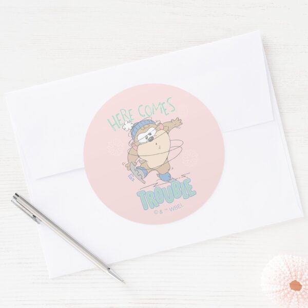 Baby_TAZ™_Winter_Ice_Skating_Classic_Round_Sticker_3 Baby TAZ™ Winter Ice Skating Classic Round Sticker