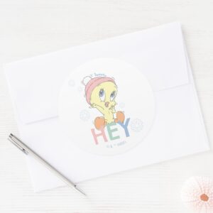 Baby TWEETY™ Hey Snow Classic Round Sticker
