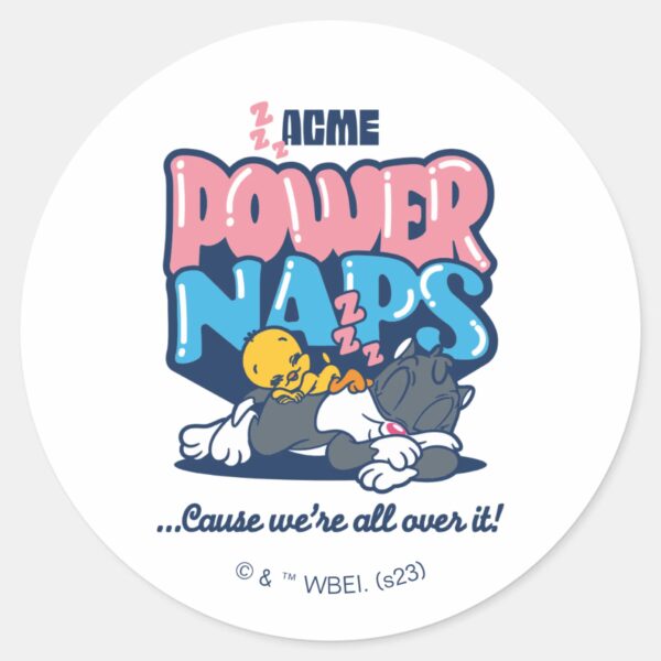 Baby_TWEETY™_&_SYLVESTER™_Power_Naps_Classic_Round_Sticker_1 Baby TWEETY™ SYLVESTER™ Power Naps Classic Round Sticker