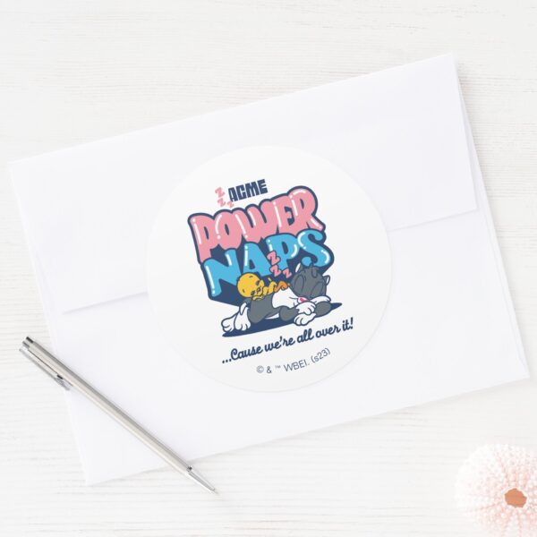 Baby_TWEETY™_&_SYLVESTER™_Power_Naps_Classic_Round_Sticker_3 Baby TWEETY™ SYLVESTER™ Power Naps Classic Round Sticker