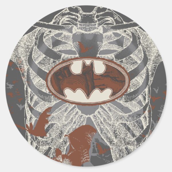 Bat_Symbol_Ribcage_Vintage_Collage_Classic_Round_Sticker_1 Bat Symbol Ribcage Vintage Collage Classic Round Sticker