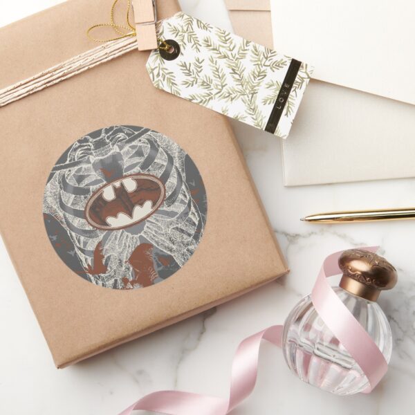 Bat_Symbol_Ribcage_Vintage_Collage_Classic_Round_Sticker_5 Bat Symbol Ribcage Vintage Collage Classic Round Sticker