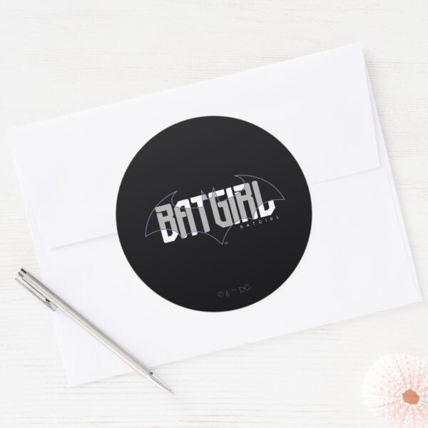 Batgirl_Hi-Tech_Name_Graphic_Classic_Round_Sticker_3 Batgirl Hi Tech Name Graphic Classic Round Sticker
