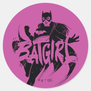 Batgirl Ink Brush Name Classic Round Sticker