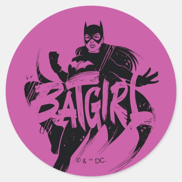 Batgirl_Ink_Brush_Name_Classic_Round_Sticker_1 Batgirl Ink Brush Name Classic Round Sticker