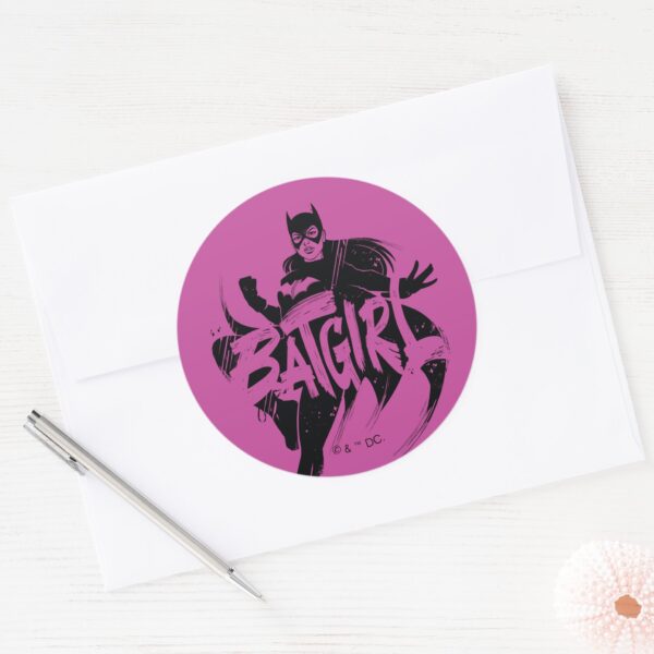 Batgirl_Ink_Brush_Name_Classic_Round_Sticker_3 Batgirl Ink Brush Name Classic Round Sticker