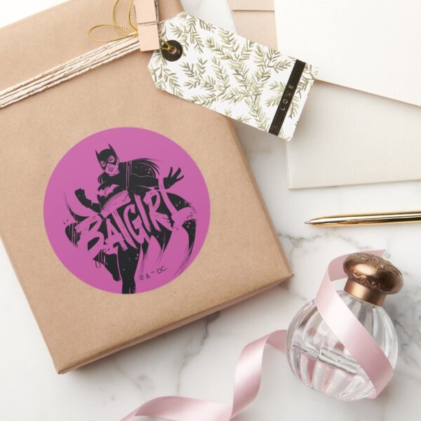 Batgirl_Ink_Brush_Name_Classic_Round_Sticker_5 Batgirl Ink Brush Name Classic Round Sticker