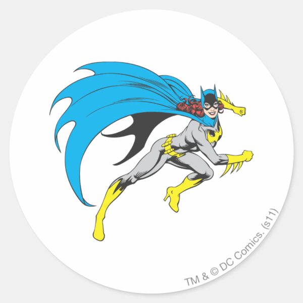 Batgirl_Runs_Classic_Round_Sticker_1 Batgirl Runs Classic Round Sticker