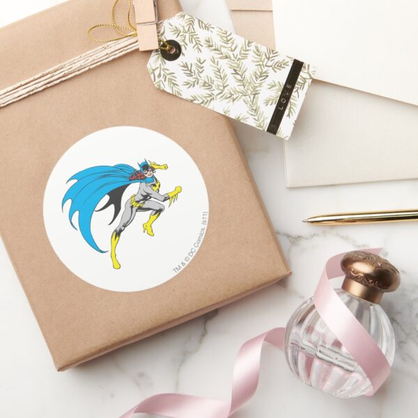 Batgirl_Runs_Classic_Round_Sticker_5 Batgirl Runs Classic Round Sticker