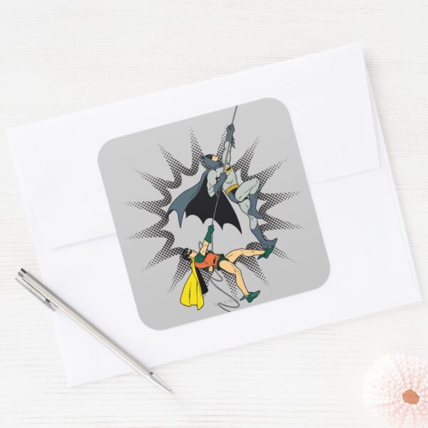 Batman_And_Robin_Climb_Square_Sticker_3 Batman And Robin Climb Square Sticker