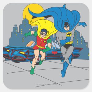 Batman And Robin Running Square Sticker