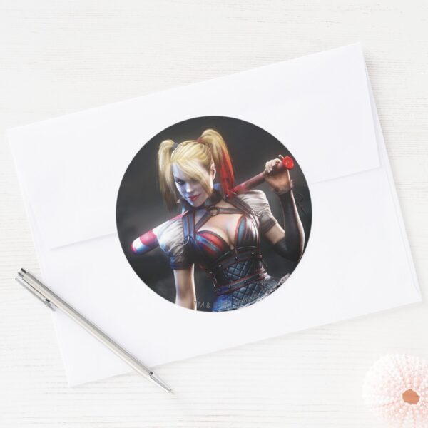Batman_Arkham_Knight___Harley_Quinn_with_Bat_Classic_Round_Sticker_3 Batman Arkham Knight Harley Quinn With Bat Classic Round Sticker
