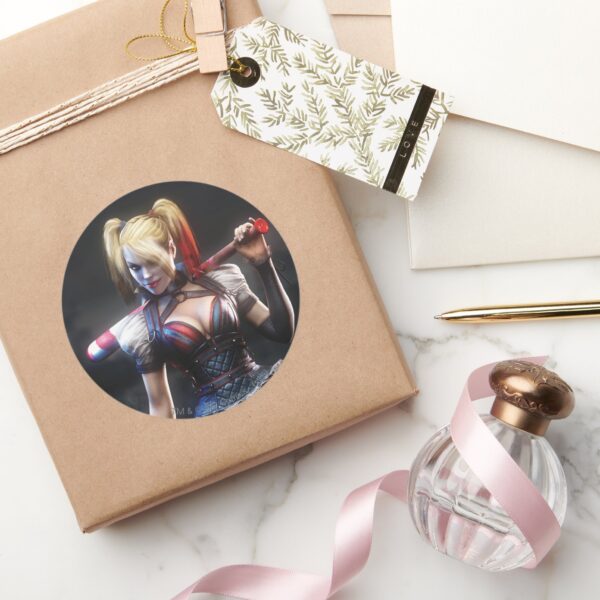Batman_Arkham_Knight___Harley_Quinn_with_Bat_Classic_Round_Sticker_5 Batman Arkham Knight Harley Quinn With Bat Classic Round Sticker