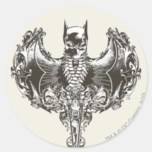 Batman Cowl And Skull Crest Classic Round Sticker