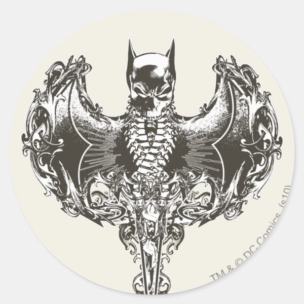 Batman_Cowl_and_Skull_Crest_Classic_Round_Sticker_1 Batman Cowl And Skull Crest Classic Round Sticker