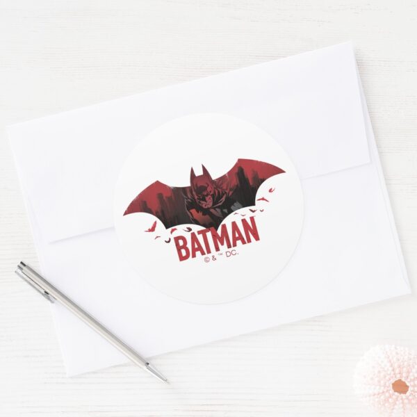 Batman_Crimson_Gotham_Icon_Classic_Round_Sticker_3 Batman Crimson Gotham Icon Classic Round Sticker