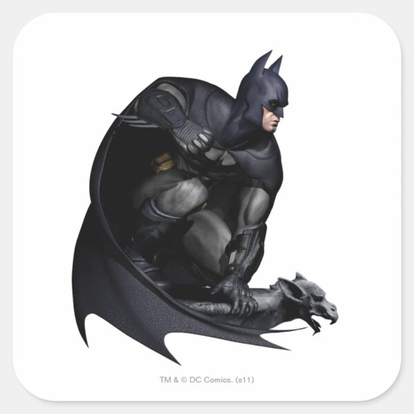 Batman_Crouching_Square_Sticker_1 Batman Crouching Square Sticker