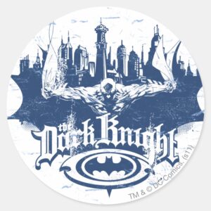 Batman_Dark_Knight___Cityscape_Blue_Logo_Classic_Round_Sticker_1 Batman Dark Knight Cityscape Blue Logo Classic Round Sticker