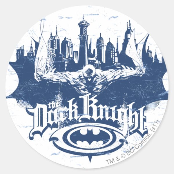 Batman_Dark_Knight___Cityscape_Blue_Logo_Classic_Round_Sticker_1 Batman Dark Knight Cityscape Blue Logo Classic Round Sticker