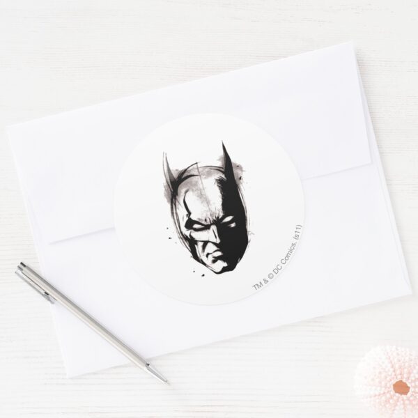 Batman_Drawn_Face_Classic_Round_Sticker_3 Batman Drawn Face Classic Round Sticker
