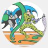 Batman_Fights_Riddler_Classic_Round_Sticker_1 Batman Fights Riddler Classic Round Sticker