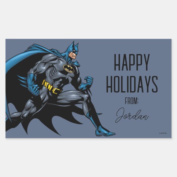 Batman_Fists___Happy_Holidays_Rectangular_Sticker_1 Batman Fists Happy Holidays Rectangular Sticker
