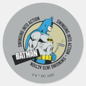 Batman_Golfing_-_Swinging_Into_Action_Classic_Round_Sticker_1 Batman Golfing Swinging Into Action Classic Round Sticker