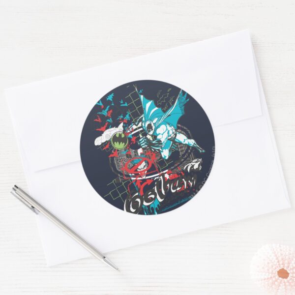 Batman_Gotham_Guardian_Lineart_Collage_Classic_Round_Sticker_3 Batman Gotham Guardian Lineart Collage Classic Round Sticker