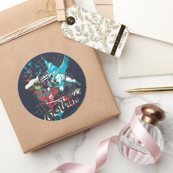 Batman_Gotham_Guardian_Lineart_Collage_Classic_Round_Sticker_5 Batman Gotham Guardian Lineart Collage Classic Round Sticker