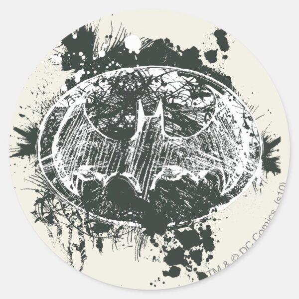Batman Grunge Splatter Sketch Classic Round Sticker
