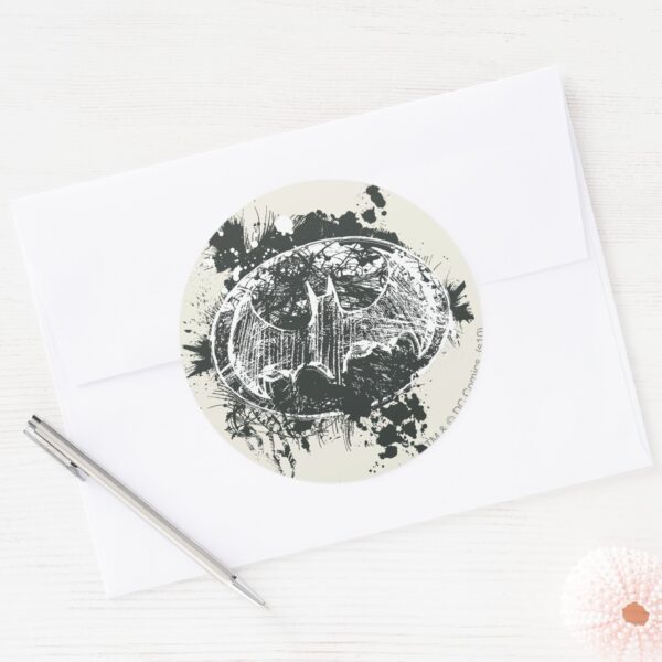 Batman Grunge Splatter Sketch Classic Round Sticker