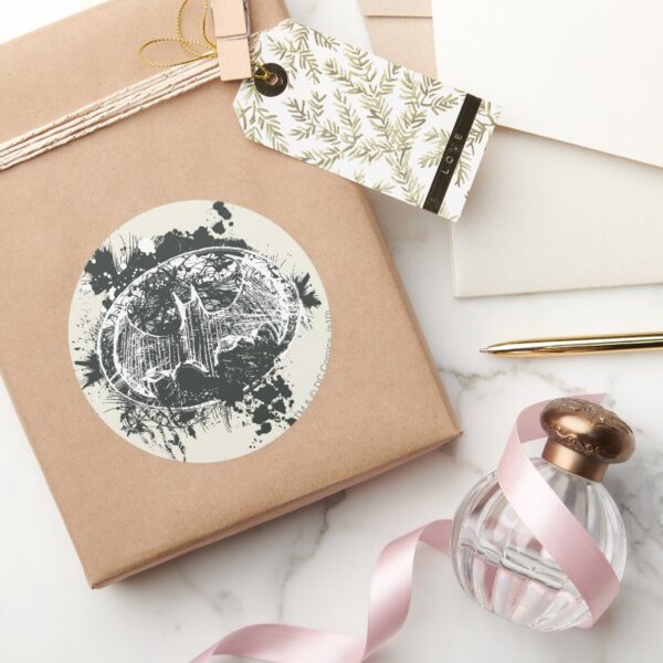 Batman Grunge Splatter Sketch Classic Round Sticker