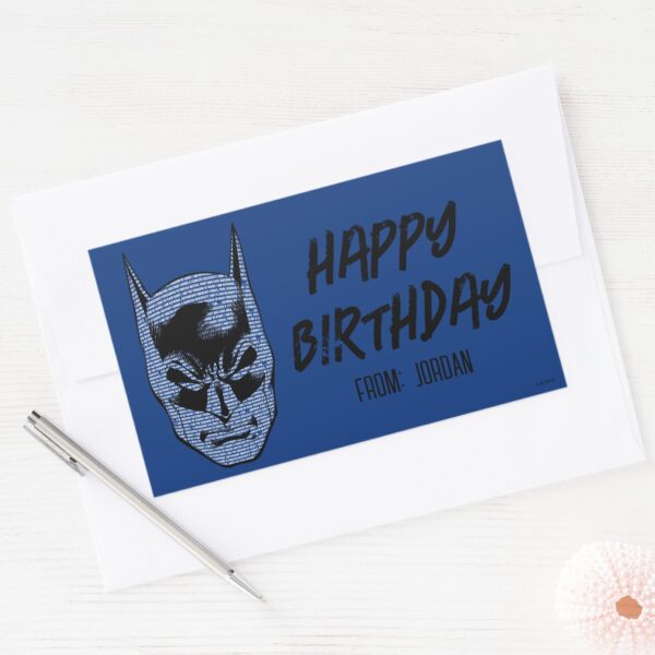 Batman_Head_Mantra___Happy_Holidays_Rectangular_Sticker_3 Batman Head Mantra Happy Holidays Rectangular Sticker